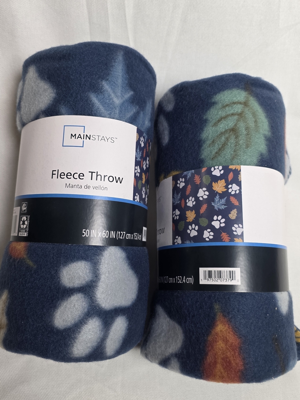 Mainstays Fall Fleece Throw, Paw Prints & Leaf Print Design, 2 Blankets